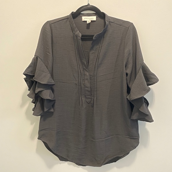 Women's Philosophy Republic Clothing Ruffle Sleeve Blouse sz S - Picture 1 of 5